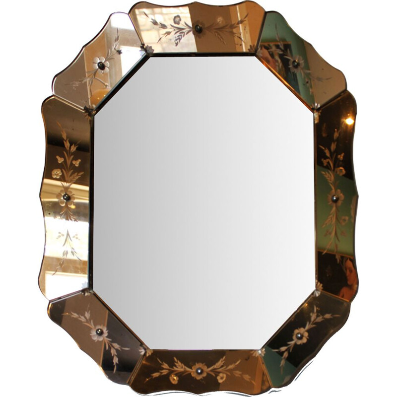 Vintage Venetian octagonal mirror 1950