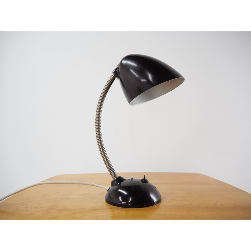 Vintage black bakelite table lamp by Eric Kirkman Cole, Czechoslovakia 1950