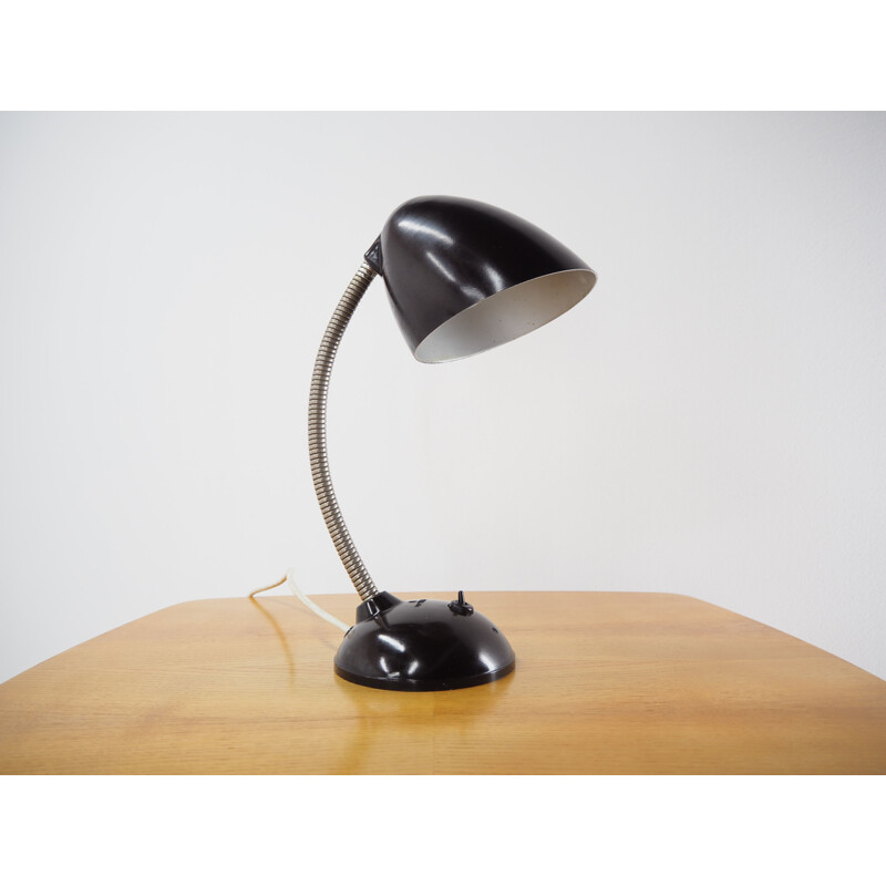 Vintage black bakelite table lamp by Eric Kirkman Cole, Czechoslovakia 1950