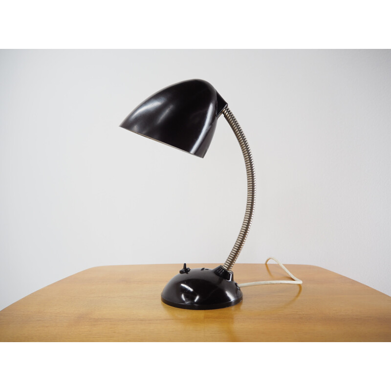 Vintage black bakelite table lamp by Eric Kirkman Cole, Czechoslovakia 1950