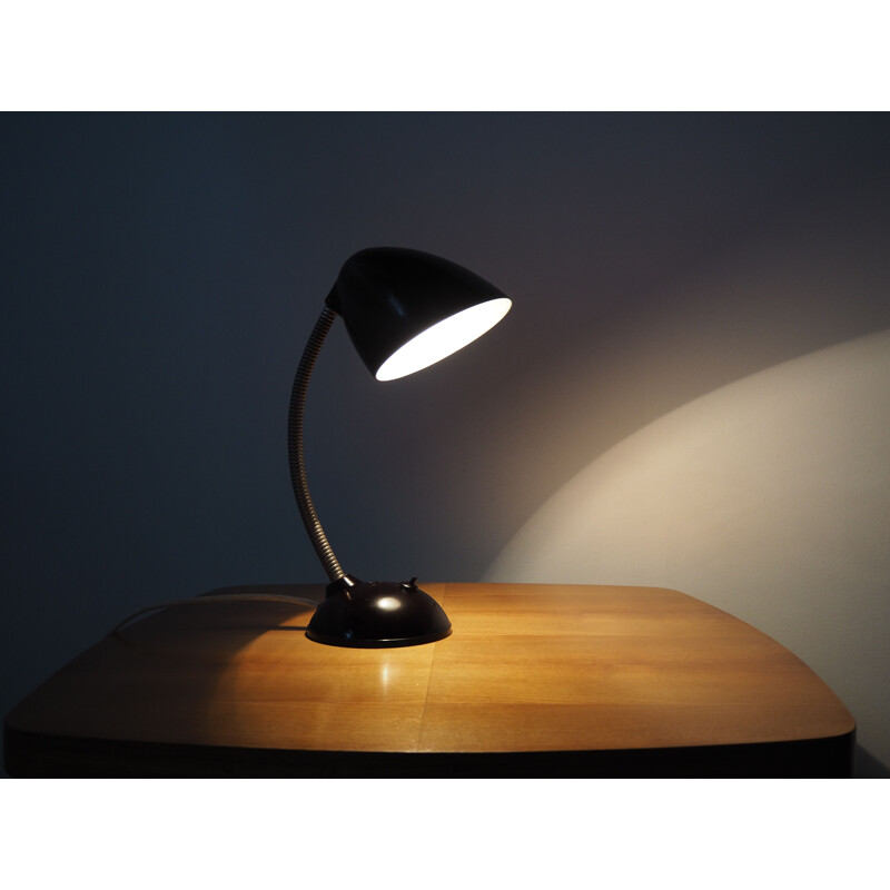 Vintage black bakelite table lamp by Eric Kirkman Cole, Czechoslovakia 1950