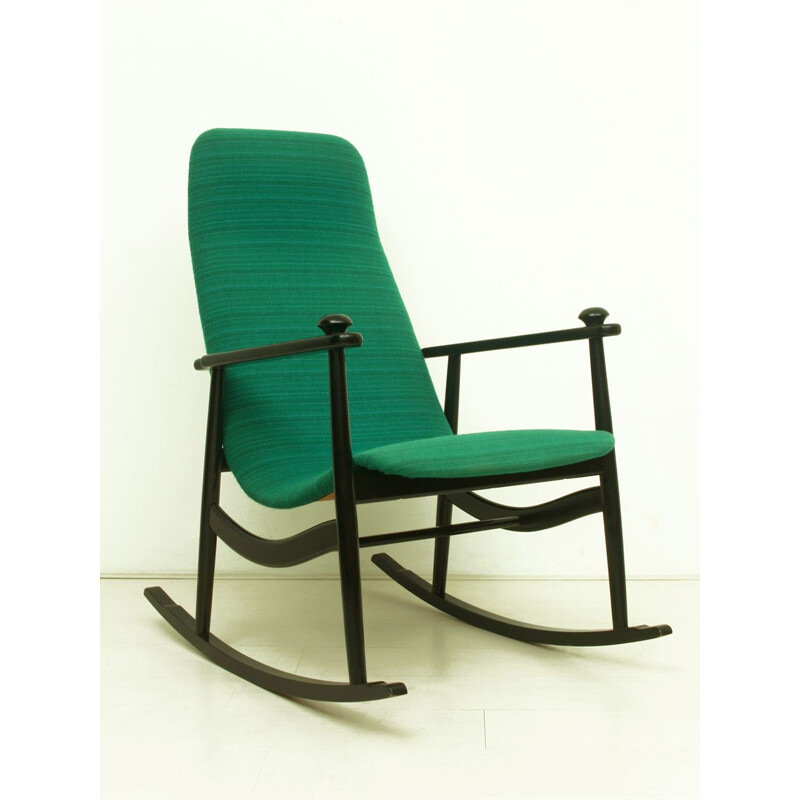 Vintage Black & Turquoise Rocking Chair, 1960s