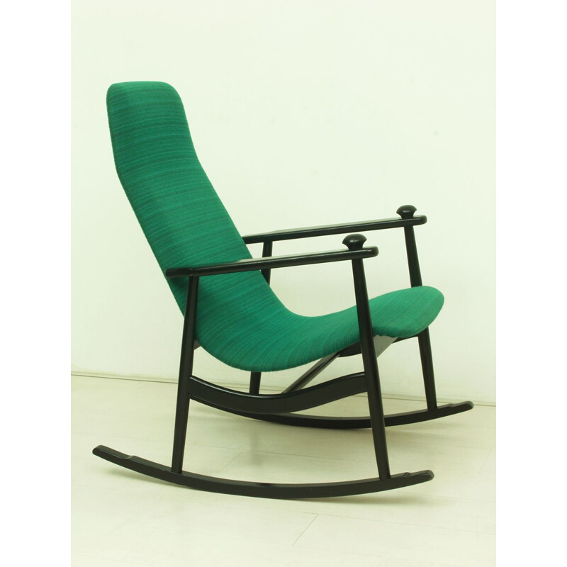Vintage Black & Turquoise Rocking Chair, 1960s