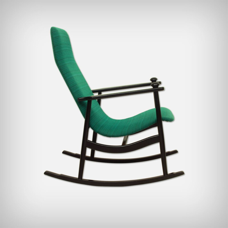 Rocking Chair Vintage noir and Turquoise 1960