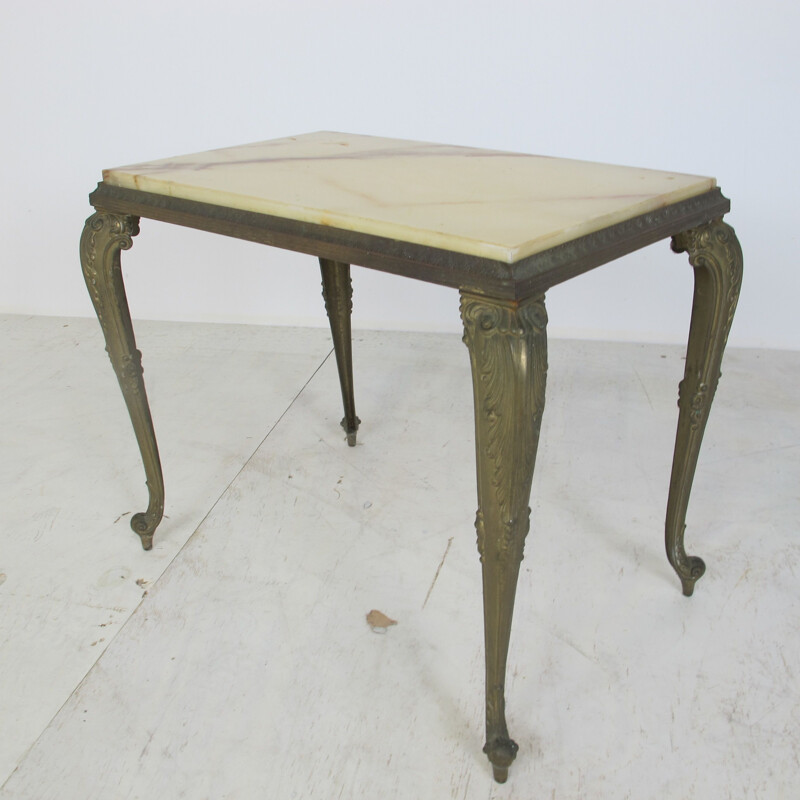 Vintage Regency marmer en messing bijzettafel 1950