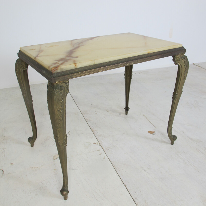 Vintage Regency Marble and Brass Side Table, 1950s