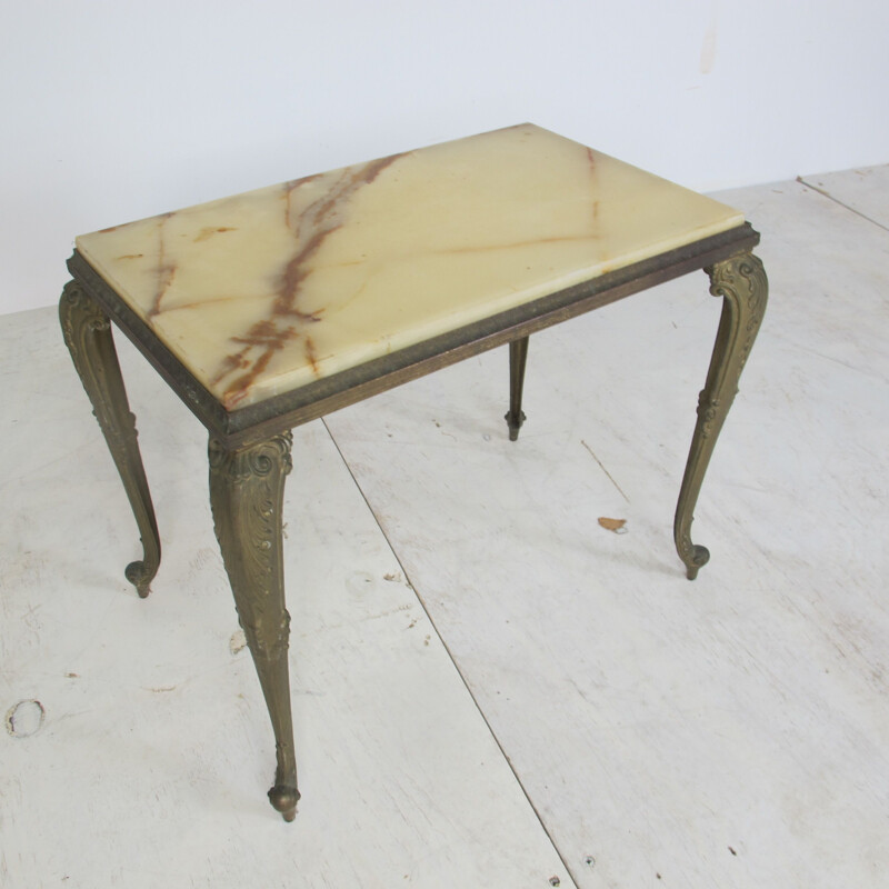 Vintage Regency Marble and Brass Side Table, 1950s