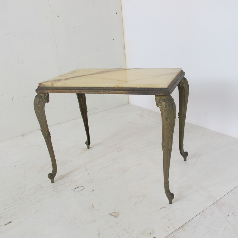 Vintage Regency Marble and Brass Side Table, 1950s