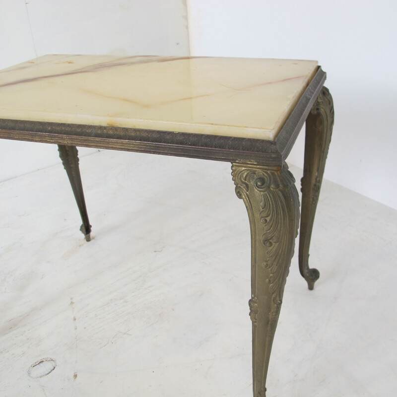 Vintage Regency Marble and Brass Side Table, 1950s