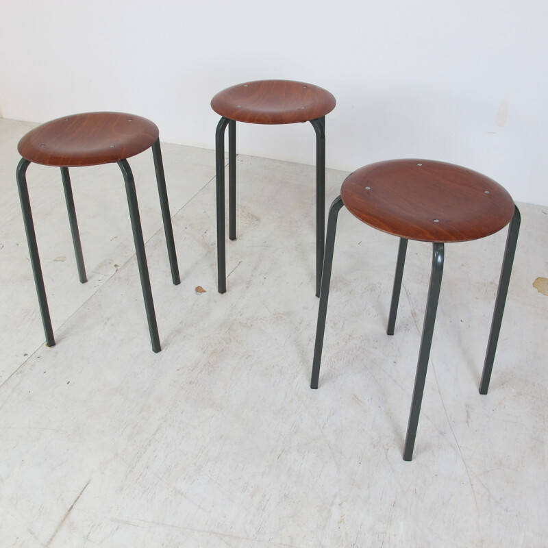 Set of 3 vintage Industrial Stools from Marko, 1950s