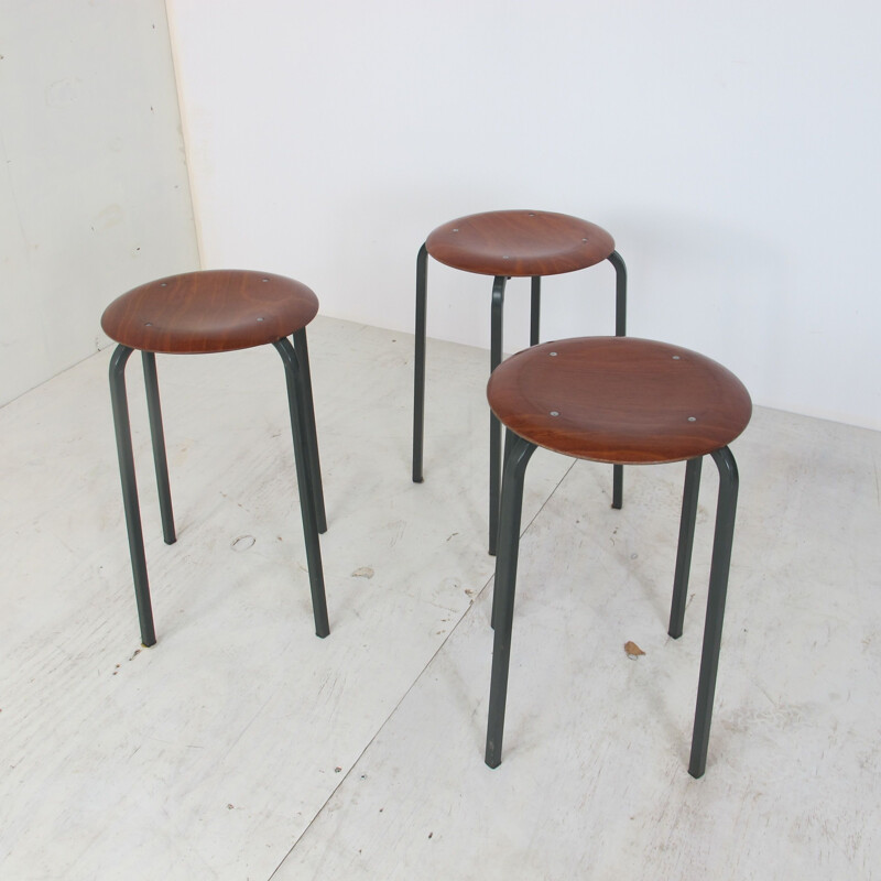 Set of 3 vintage Industrial Stools from Marko, 1950s