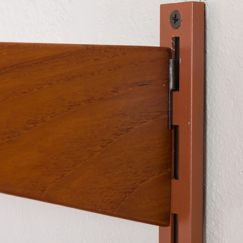 Vintage teak wall unit with large desk shelf and files cabinet Kai Kristiansen 1960