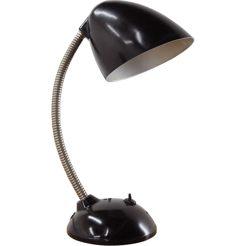 Vintage black bakelite table lamp by Eric Kirkman Cole, Czechoslovakia 1950