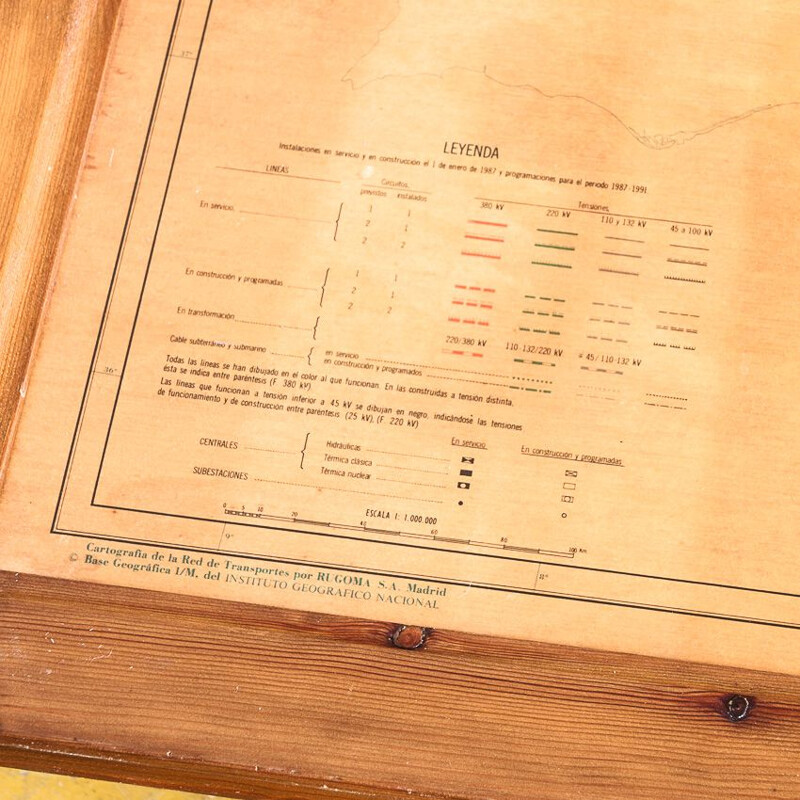 Cartaz da rede eléctrica de madeira Vintage, Espanha 1980