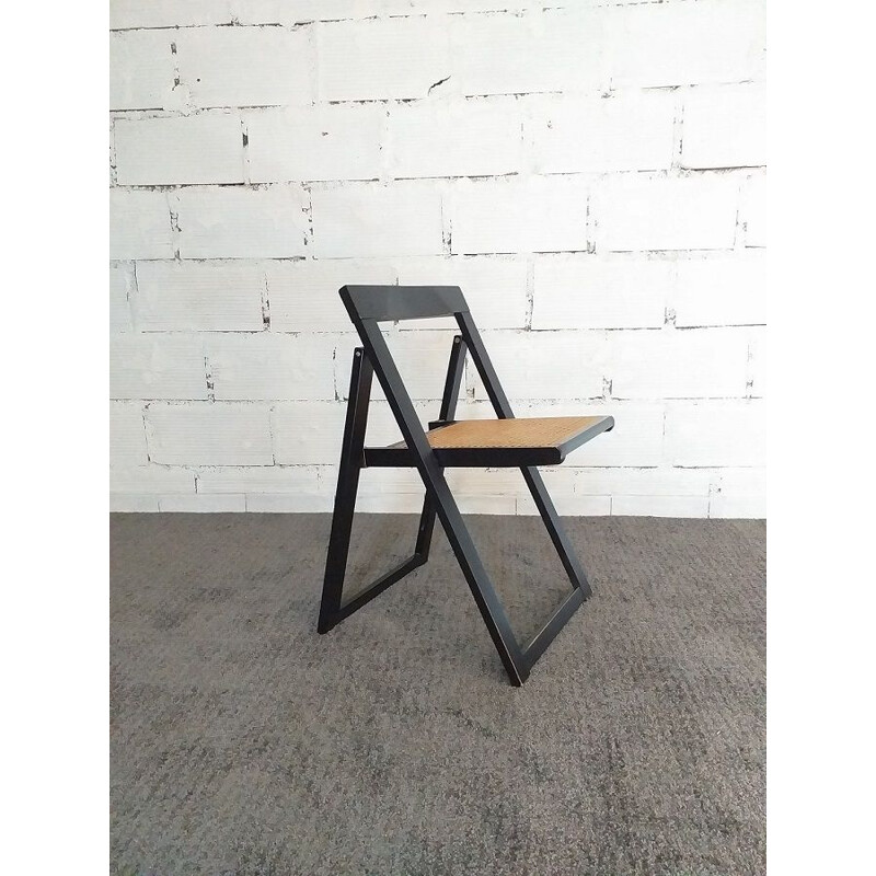 Vintage cane folding chair Aldo Jacober 1970