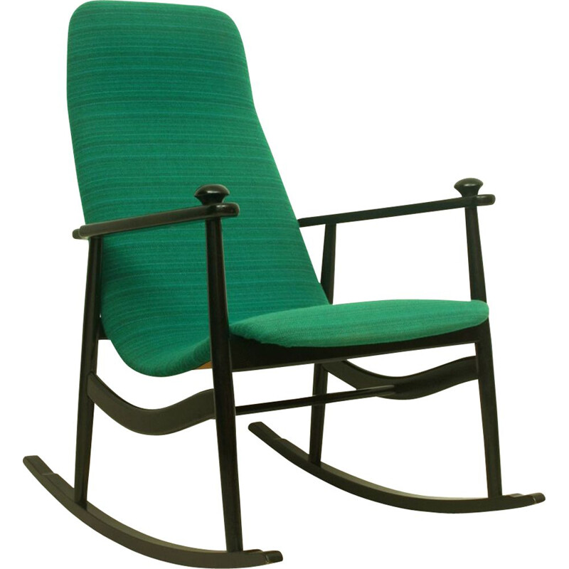 Vintage Black & Turquoise Rocking Chair, 1960s