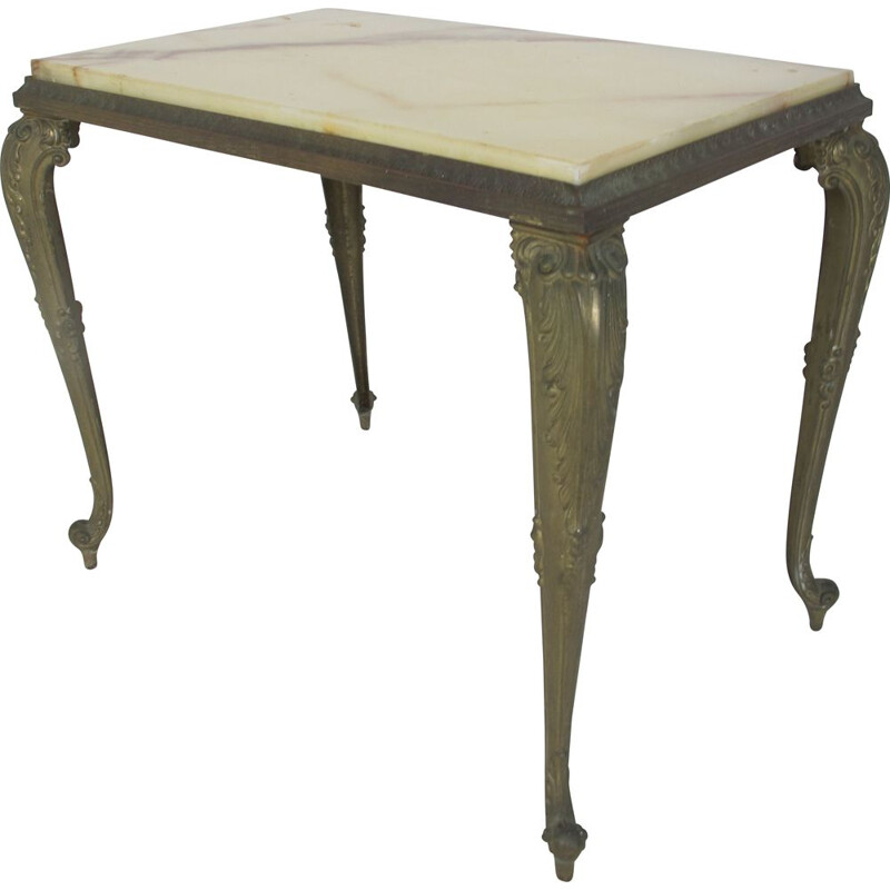 Vintage Regency Marble and Brass Side Table, 1950s