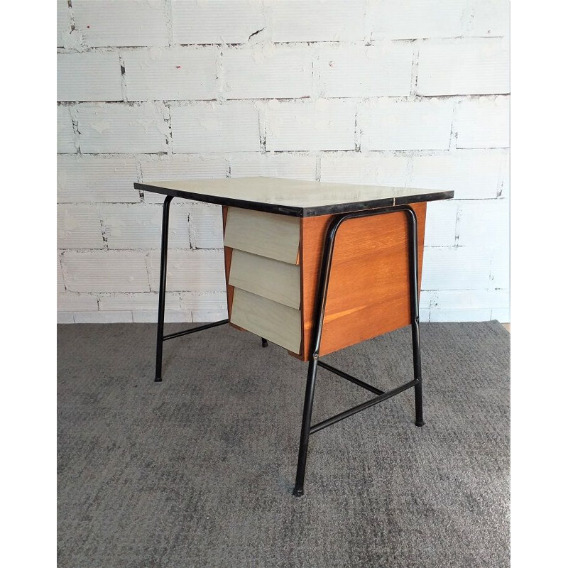 Vintage children's desk with compass feet 1950