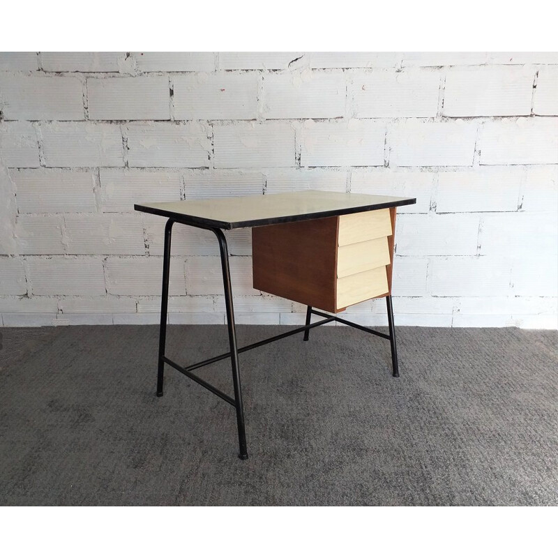 Vintage children's desk with compass feet 1950