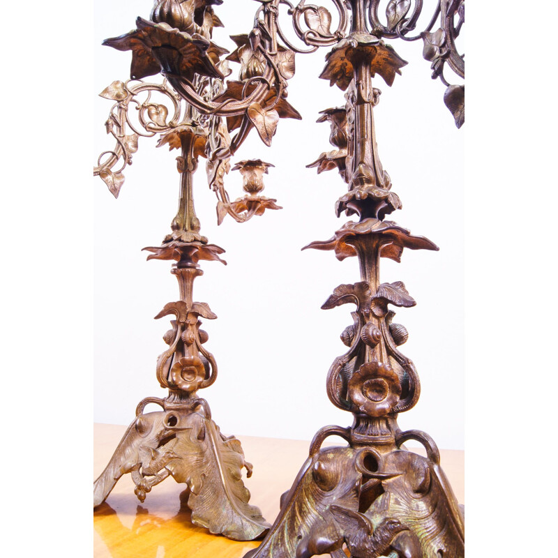 Vintage Floral Candlebra bronze Art Nouveau 1900