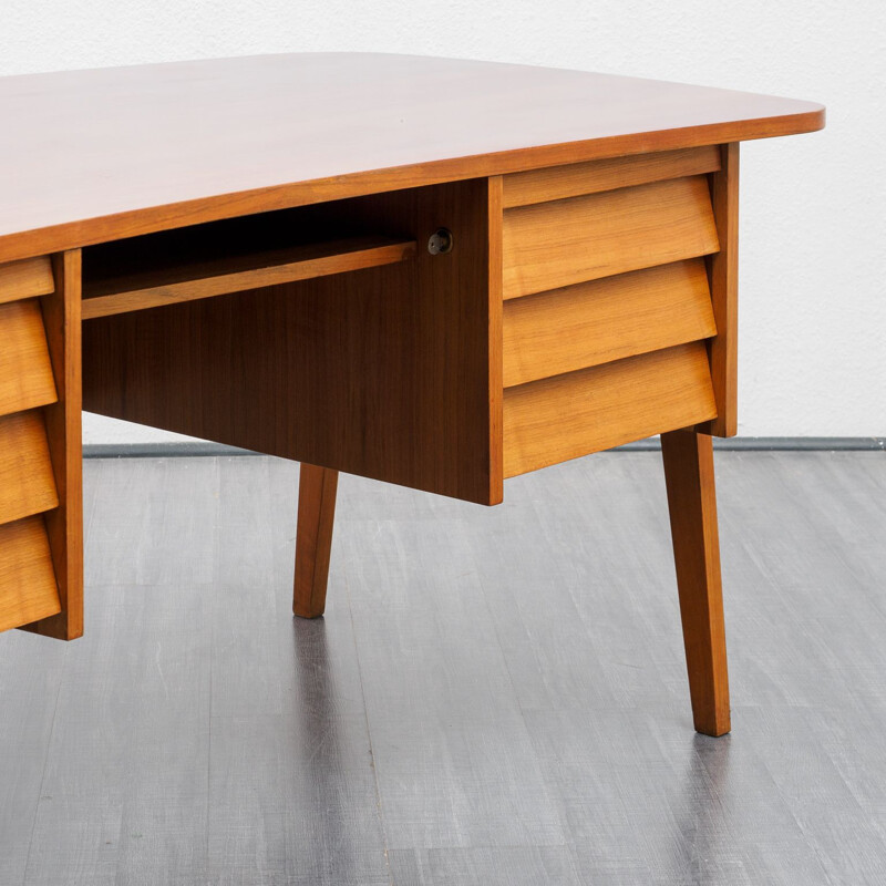 Large vintage desk with scissor feet, restored, 1950s