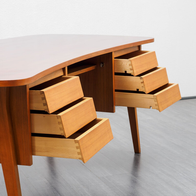 Large vintage desk with scissor feet, restored, 1950s