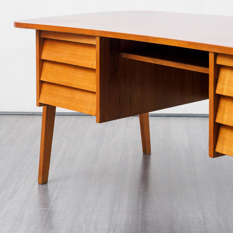 Large vintage desk with scissor feet, restored, 1950s