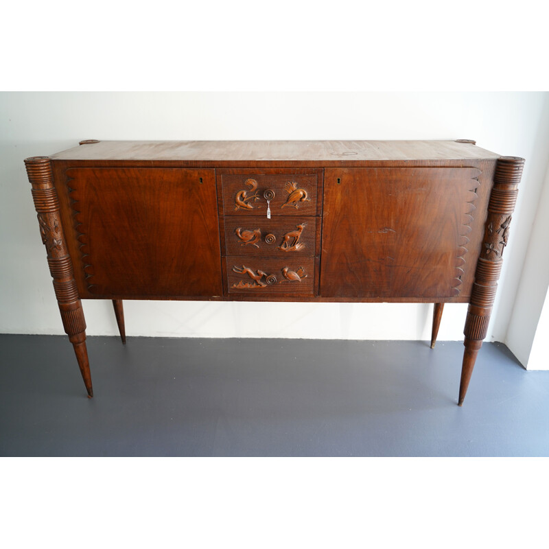 Midcentury wood sideboard by Pier Luigi Colli Italian 1950