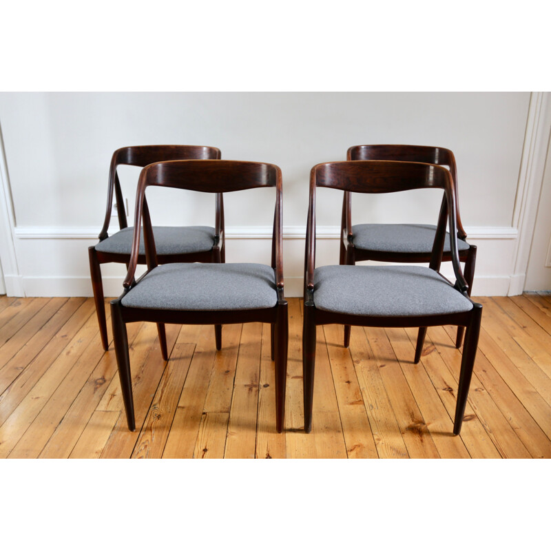 Set of 4 vintage Scandinavian rosewood chairs Johannes Andersen 1960