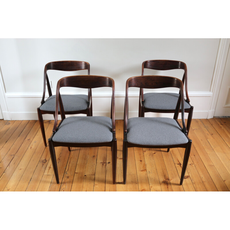 Set of 4 vintage Scandinavian rosewood chairs Johannes Andersen 1960