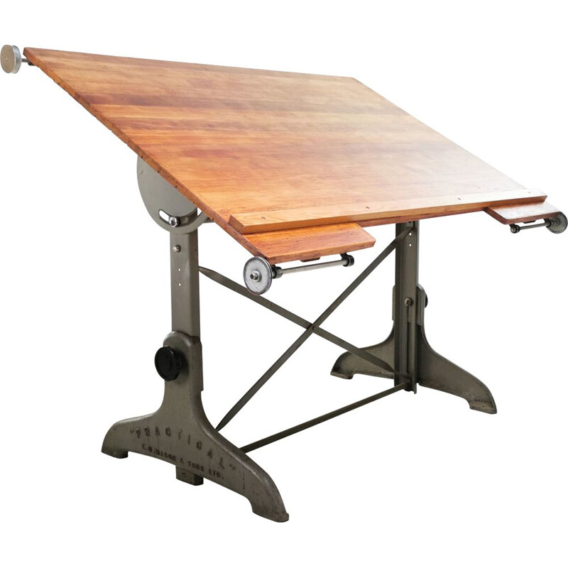 Vintage British Made Practical Architect Draughtsmans Desk  Table 1950