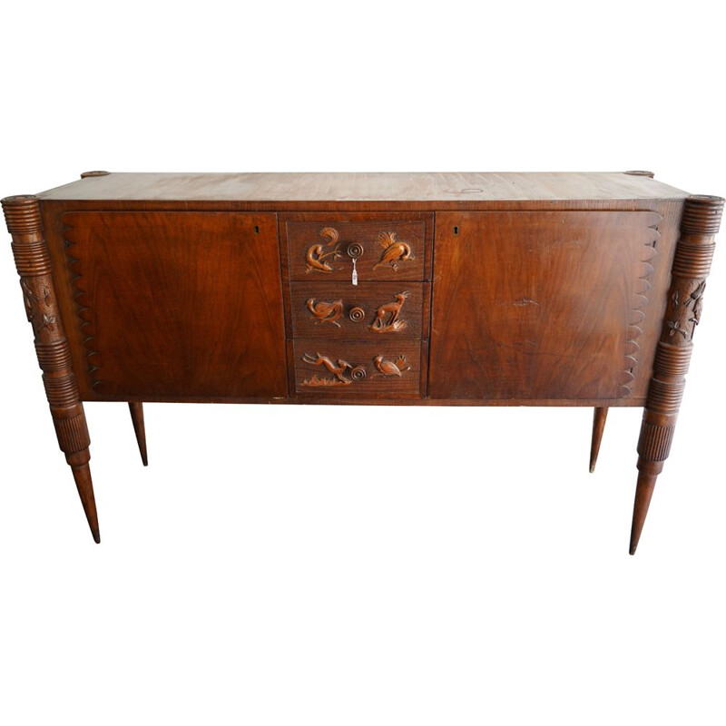 Midcentury wood sideboard by Pier Luigi Colli Italian 1950