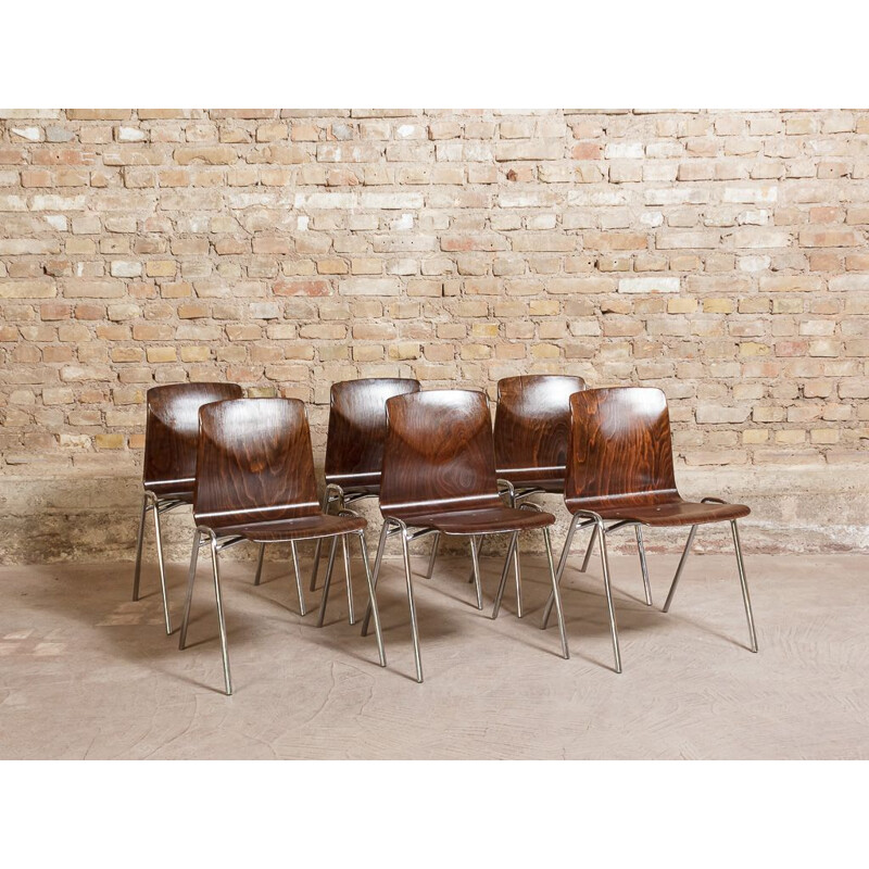 Lot de 6 Chaises vintage par Pagholz en Pagwood de Adam Stegner 1960