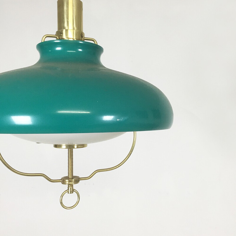 Vintage Scandinavische blauw turquoise Lyfa hanglamp - 1960