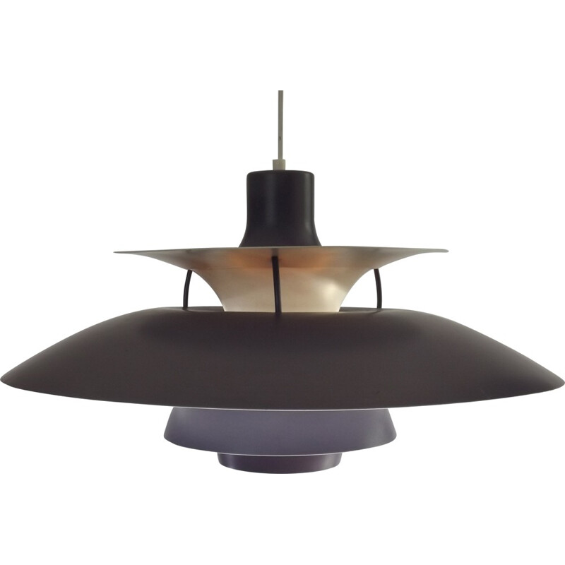 Louis Poulsen grey and blue PH 5-6 hanging lamp, Poul HENNINGSEN - 1960s