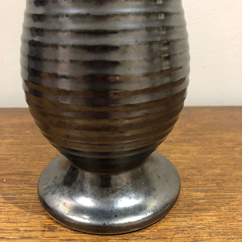 Vintage-Vase in Schwarz und Grün von Saint Clément, 1950