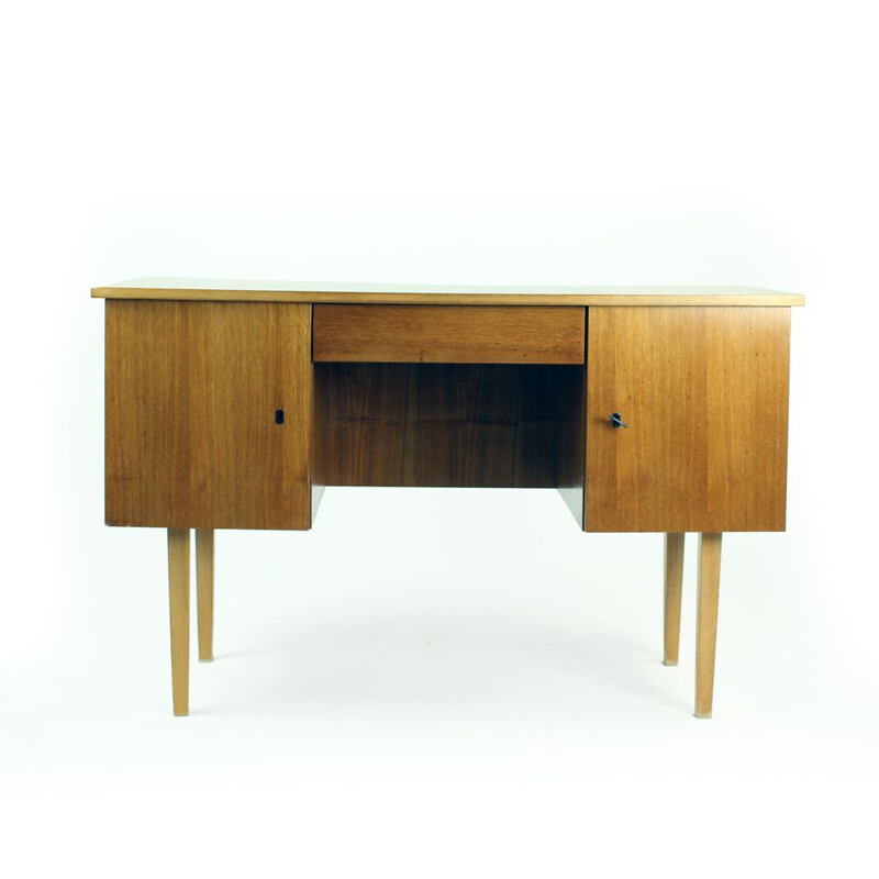 Midcentury Writing Desk In Teak, Czechoslovakia 1960