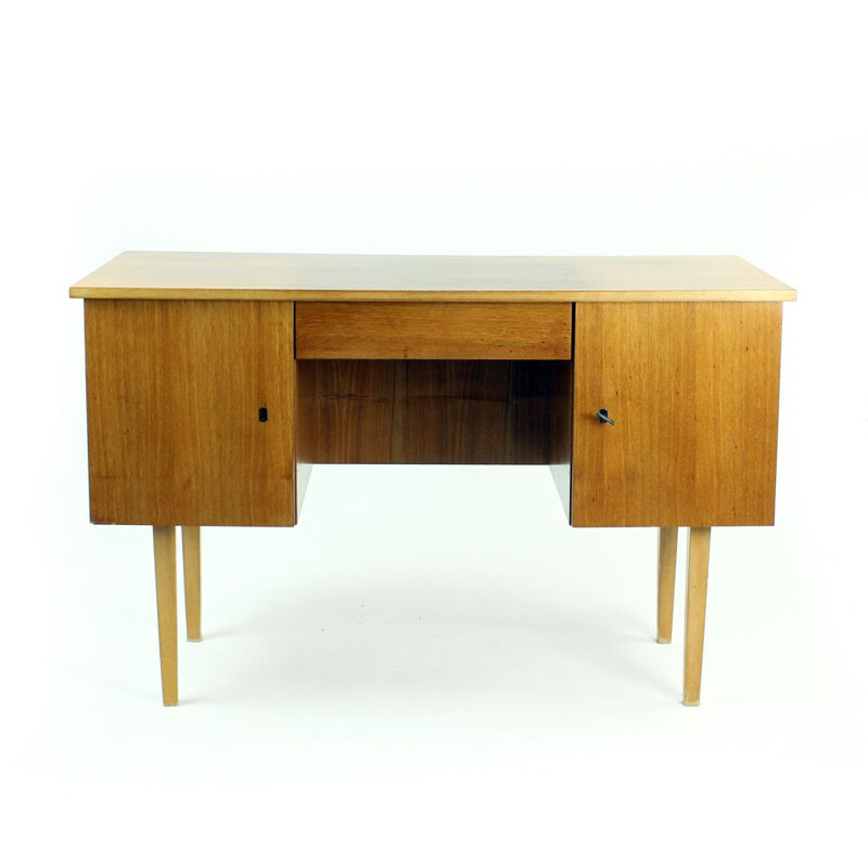 Midcentury Writing Desk In Teak, Czechoslovakia 1960