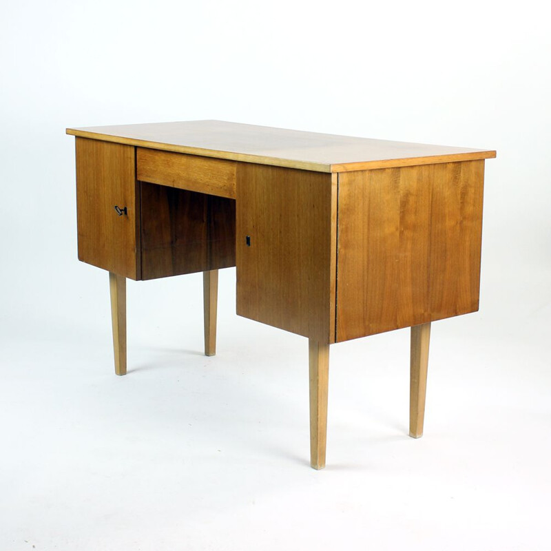 Midcentury Writing Desk In Teak, Czechoslovakia 1960