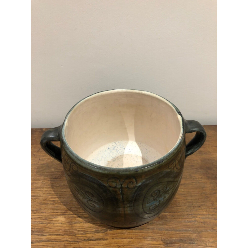 Vintage ceramic pot by Jean de Lespinasse, 1950