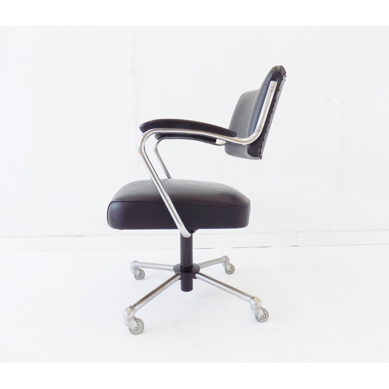 Vintage office chair black leatherette Drabert 1960