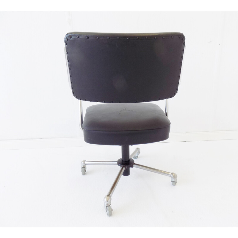 Vintage office chair black leatherette Drabert 1960