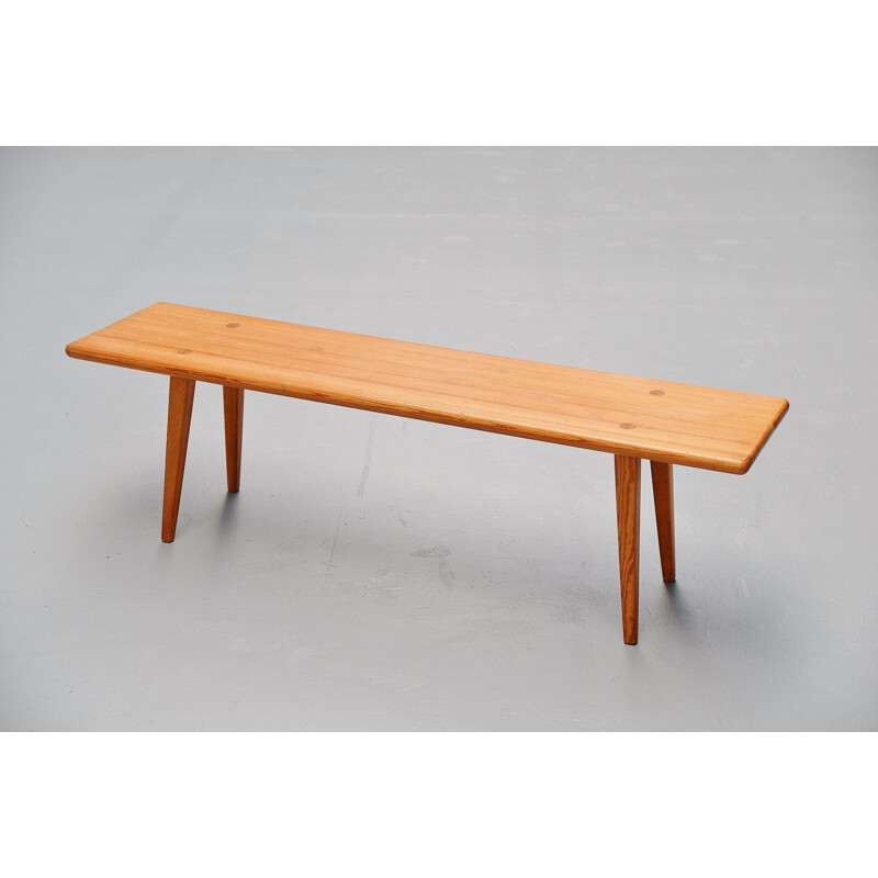 Banc vintage en pin massif Carl Malmsten Suède 1940