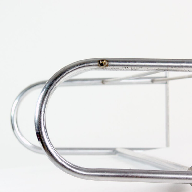 Vintage Wall Coat Rack And Shelf In Chrome, Czechoslovakia 1950