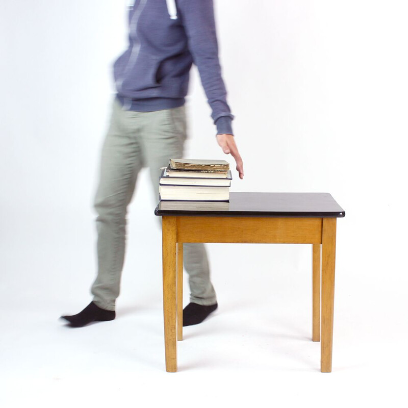 Midcentury Side Table In Oak, Czechoslovakia 1960