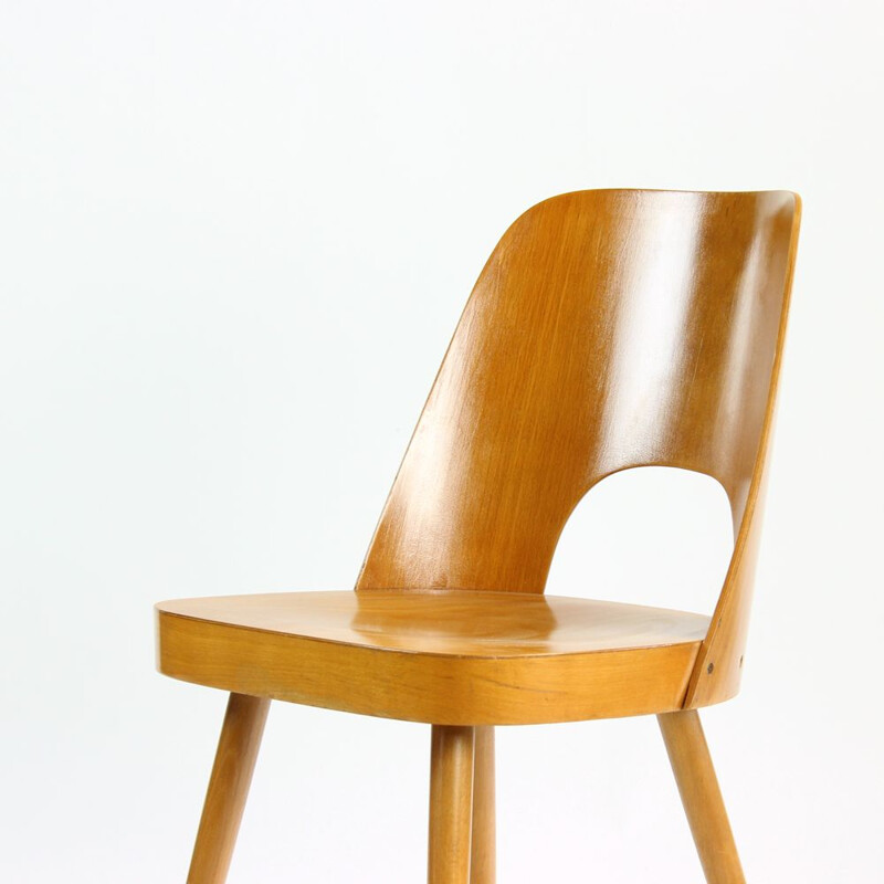 Pair of Mid Century Beech Chairs By Oswald Haerdtl For Ton, 1950