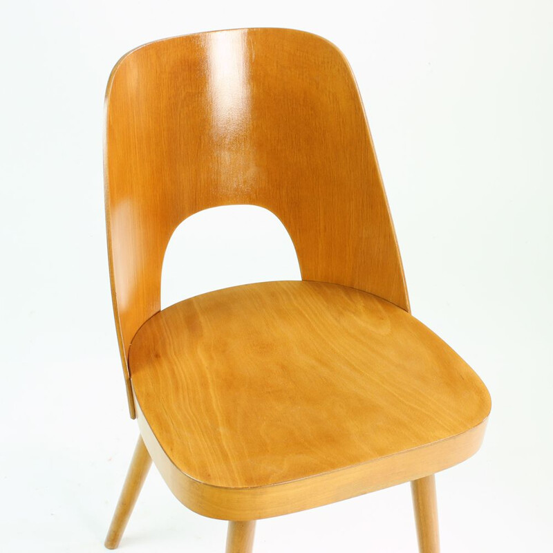 Pair of Mid Century Beech Chairs By Oswald Haerdtl For Ton, 1950