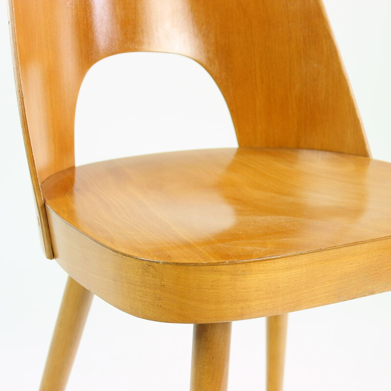 Pair of Mid Century Beech Chairs By Oswald Haerdtl For Ton, 1950