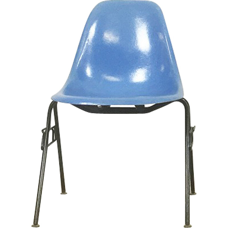 Chaise "DSS" Herman Miller bleue en fibre de verre, Charles & Ray EAMES - 1970