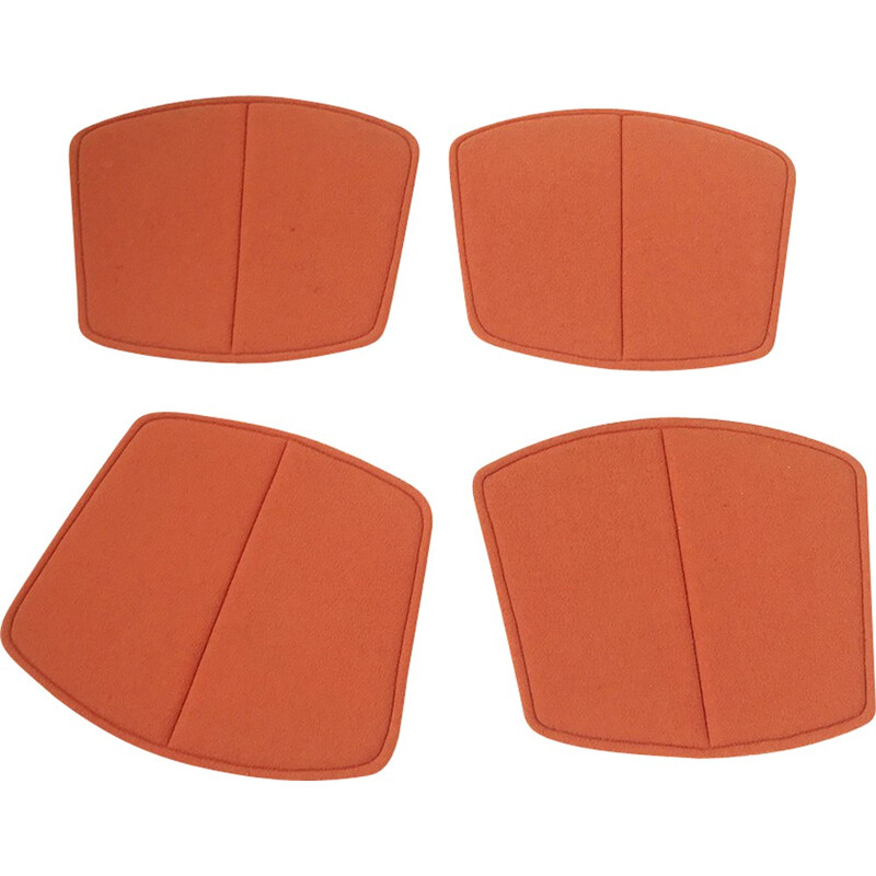 Set of 4 orange seatpads for Knoll International Harry Bertoia "Wire Chair" - 1960s